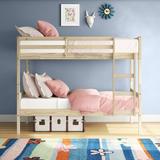 Viv + Rae™ Caillier Twin Over Twin Modern Scandinavian Style Solid Brazilian Pine Frame Bunk Bed in Brown/White | Wayfair