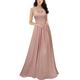 MIUSOL Women’s Vintage Lace Chiffon Sleeveless Ball Gown Bridesmaid Evening Long Dress, Pink, S