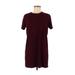 Brandy Melville Casual Dress - Shift High Neck Short Sleeve: Burgundy Solid Dresses