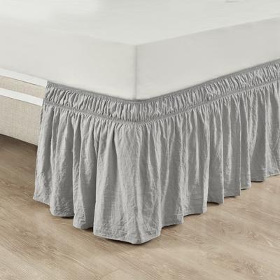 Ruched Ruffle Elastic Easy Wrap Around Bedskirt Light Gray Single Queen/King/Cal King - Lush Decor 16T005508