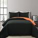 Soft Stripe All Season Quilt/Coverlet Black/Orange 3Pc Set Full/ Queen - Lush Decor 16T005875