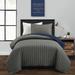 Soft Stripe All Season Quilt/Coverlet Gray/Navy 2Pc Set Twin-XL - Lush Decor 16T005864