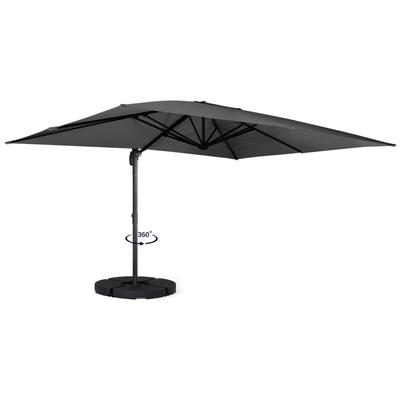 Parasol déporté rotatif 360 calvi gris 3x4 m avec 4 dalles et housse - Gris