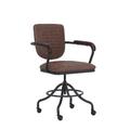 Fauteuil de bureau pivotant en noir et simili cuir marron