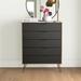 Mercury Row® Grissett 5-Drawer Tall Dresser w/ Metal Legs Wood in Gray/Brown | 44.57 H x 35.31 W x 21.57 D in | Wayfair