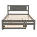 Red Barrel Studio® Twin Size Platform Bed w/ Adjustable Trundle, Espresso Wood in Gray, Size 39.5 H x 55.0 W x 79.0 D in | Wayfair