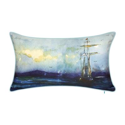 Indoor & Outdoor Watercolor Tall Ship Decorative Pillow by Levinsohn Textiles in Multi