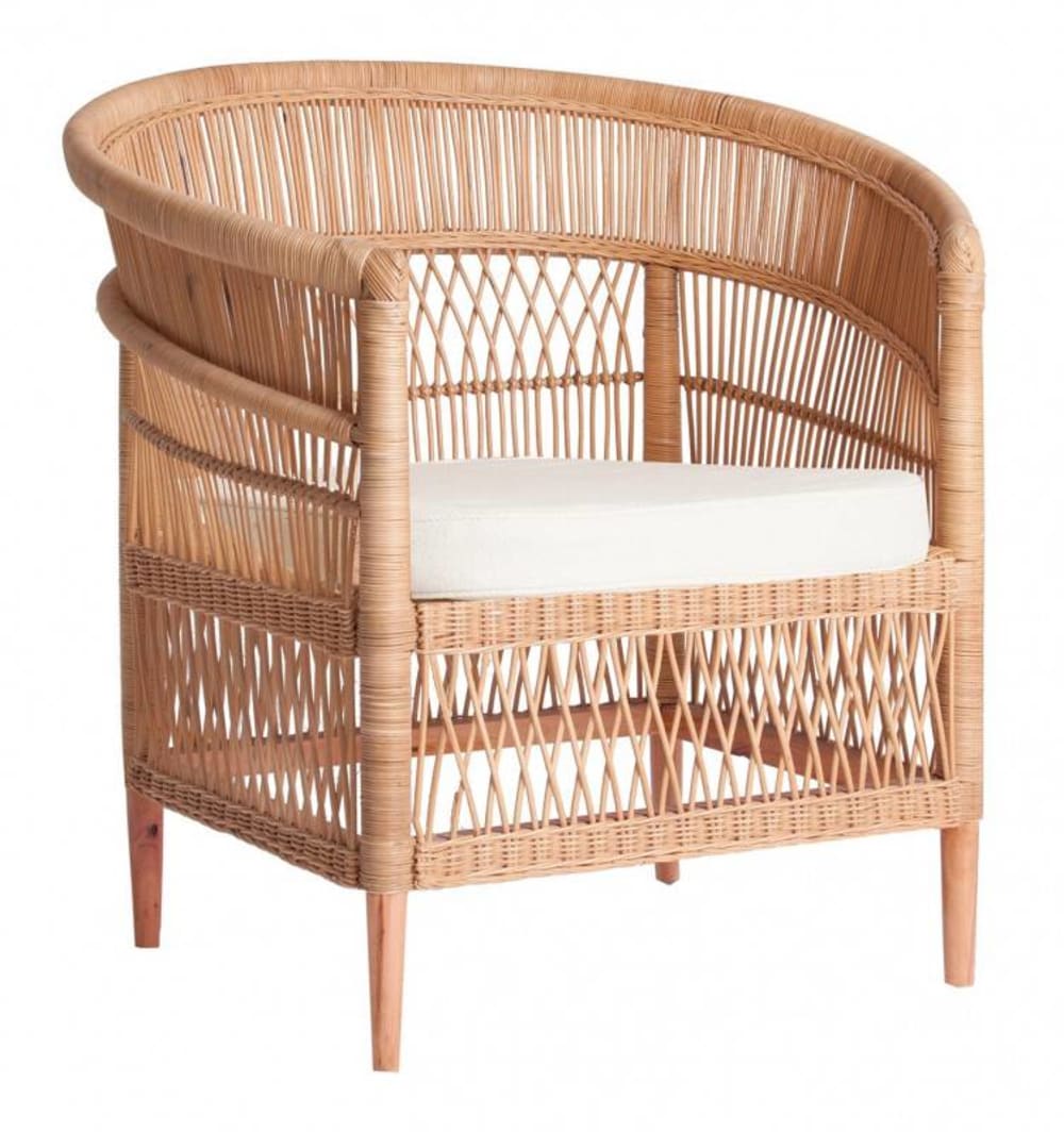 Fauteuil naturel en rotin et bois de teck 80x60x80