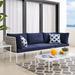 Harmony Sunbrella Basket Weave Outdoor Patio Aluminum Sofa by Modway Metal/Sunbrella® Fabric Included/Rust - Resistant Metal in Blue | Wayfair