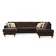 CAVADORE Wohnlandschaft Palera / U-Form Sofa mit Schlaffunktion, Stauraum und Federkern / 314 x 89 x 212 / Mikrofaser, Braun