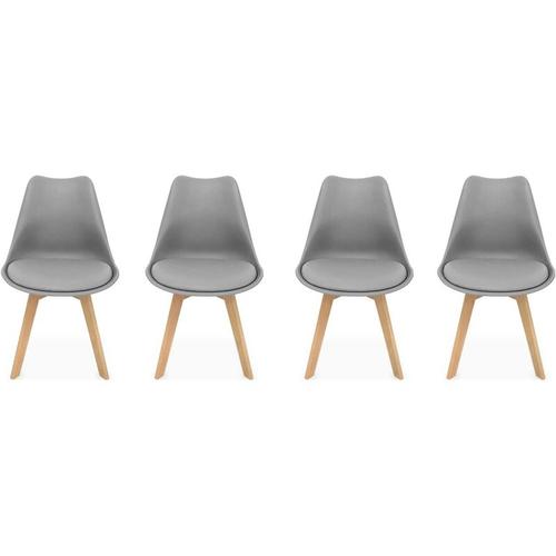 Skandinavischer Stuhl mit Holzbeinen (Satz von 4) - Grau - Sweeek