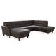 CAVADORE Wohnlandschaft Palera / U-Form Sofa mit Schlaffunktion, Stauraum und Federkern / 314 x 89 x 212 / Mikrofaser in Lederoptik, Braun