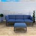 Latitude Run® 29.5" Wide Outdoor Patio Sectional w/ Cushions Metal in Blue | 26.4 H x 29.5 W x 29.1 D in | Wayfair 3BCC08FDAE924E51B6A448543F12BA72