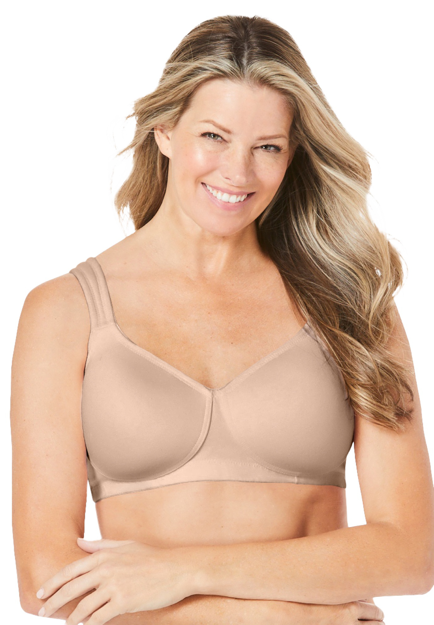 Plus Size Women's Cotton Wireless Lightly Padded T-Shirt Bra by Comfort Choice in Nude (Size 50 D)