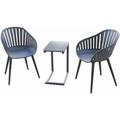 Chillvert - Salon de Jardin Lacio Aluminium Résine 2 Chaises et 1 Table Nonir