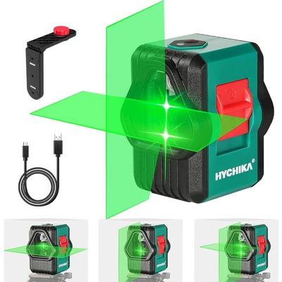 Hychika - Kreuzlinienlaser 30 m, selbstnivellierender grüner Linienlaser 360° Grad umschaltbar