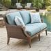 Tommy Bahama Outdoor Harbor Isle Love Seat Wicker/Rattan/Sunbrella® Fabric Included in Blue/Brown/Gray | 37 H x 63.25 W x 39.75 D in | Wayfair