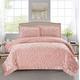 Luxury Quilted Bedspreads 3 Piece Velvet Bedding Double Bed for Bedroom Decor - Super Soft Embossed Pattern Sofa Bed Throws with 2 Pillow Case - Pink