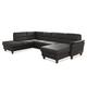 CAVADORE U-Form-Sofa Palera / Wohnlandschaft mit Schlaffunktion, Stauraum und Federkern / 314 x 89 x 212 / Mikrofaser in Lederoptik, Dunkelgrau