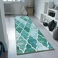 B&B Long Runner Rugs for Hallway - Ouranos Aqua, 80 X 300 cm Long Narrow Hallway Runner Non Slip Machine Washable Door Mat - Traditional Oriental Rug for Living Room, Home Office