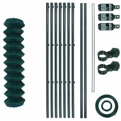 Maschendrahtzaun Komplettset 1,25 x 15 m Gartenzaunset Gartenzaun Zaunset grün Image