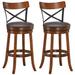 Costway Set of 2 Bar Stools 360-Degree Swivel Dining Bar Chairs with Rubber Wood Legs-29.5 inch