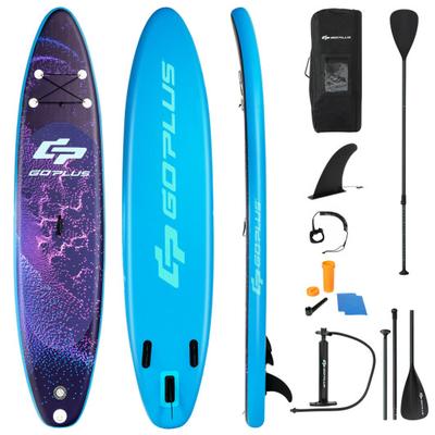 Costway 11 Feet Inflatable Stand Up Paddle Board Surfboard with Bag Aluminum Paddle Pump-L