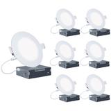 Infibrite 6" Ultra Slim 3000K IC LED Canless Recessed Lighting Kit in White | 1 H x 6.3 W in | Wayfair IB-002-3-12W-WH-6PK