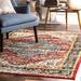 White 36 x 39 in Indoor/Outdoor Area Rug - World Menagerie Maskell Southwestern Red/Yellow/Blue Indoor/Outdoor Area Rug | 36 W x 39 D in | Wayfair