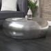 World Menagerie Beardall Silver Aluminum Drum Shaped Coffee Table w/ Hammered Design Metal in Gray | 14 H x 42 W x 42 D in | Wayfair