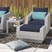 Wade Logan® Castelli 5-Piece Rattan Conversation Set w/ Cushions Synthetic Wicker/All - Weather Wicker/Wicker/Rattan in Blue | Outdoor Furniture | Wayfair