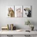 Flower Crown Cow - 3 Piece Wrapped Canvas Print Set Canvas in Black/Brown/Pink Laurel Foundry Modern Farmhouse® | 12 H x 24 W x 1 D in | Wayfair