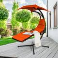 Arlmont & Co. Donne Hanging Stand Chaise Lounger Swing Outdoor Chair W/Pillow- Metal in Orange | 79 H x 73.5 W x 40 D in | Wayfair