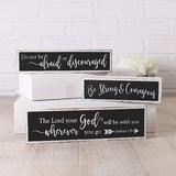 The Holiday Aisle® Religious Graduation Scripture Blocks Box Sign Wood in Black/Brown | 12.1 H x 4.3 W x 3.8 D in | Wayfair