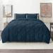 George Oliver Fairview Pinch Pleat Duvet Cover Set Microfiber in Blue/Navy | King Duvet Cover + 2 King Pillowcases | Wayfair