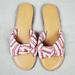 American Eagle Outfitters Shoes | Aeo Red Stripe Woven Strap Knot Sandals 9.5 | Color: Cream/Red | Size: 9.5