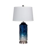 "Cory Martin 27.5"" White Merc Glss W/Frosted Mist Color Tint In Light Blue & Metal Table Lamp - Fangio Lighting W-5147BLU"