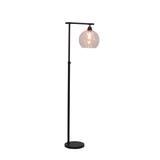 "Cory Martin 63"" Black Metal/Clear Glass/Black Marble Floor Lamp - Fangio Lighting W-1561BLK"