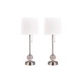 "Cory Martin Pair Of 23"" Metal & Crystal Table Lamp In Brushed Steel W/ Usb - Fangio Lighting W-1635-USB-2pk"