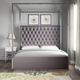 Everly Quinn Tufted Canopy Bed Upholstered/Velvet/Metal in Gray | 78.5 H x 82 W x 86.5 D in | Wayfair D1002AE17DB44B16AD8D7D686554736C