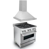 ZLINE 2 Piece Kitchen Package w/ 30" Freestanding Dual Fuel Range & 30" Wall Mount Range Hood, Stainless Steel in Gray/Black | Wayfair