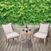 Bay Isle Home™ Lostwithiel 3 Piece Rattan Seating Group w/ Cushions Wood/Natural Hardwoods in Brown/Gray/White | Outdoor Furniture | Wayfair