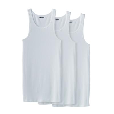 Men's Big & Tall Ribbed Cotton Tank Undershirt 3-Pack by KingSize in White (Size 3XL)