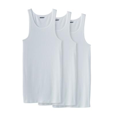 Men's Big & Tall 3-Pack Ribbed Cotton Tank Undershirt by KingSize in White (Size 3XL)