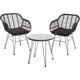 Poly-Rattan Garnitur HHG 945, Balkon-Set Gartengarnitur Sitzgruppe Stuhl, Seil anthrazit, Kissen