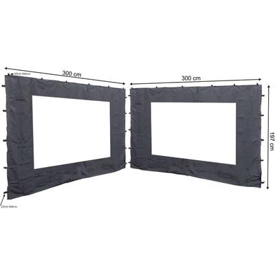 2 Seitenteile mit pe Fenster 300x197cm für Rank Pavillon 3x3m Seitenwand Anthrazit ral 7012 Image