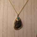 Free People Jewelry | Jasper Pendant | Color: Blue/Brown | Size: 18 Inch Chain