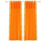 Pumpkin Hand Crafted Grommet Top Sheer Sari Curtain Panel -Piece