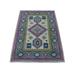 Shahbanu Rugs Colorful Ivory Fusion Kazak Organic Wool Hand Knotted Oriental Rug (3'2" x 4'10") - 3'2" x 4'10"