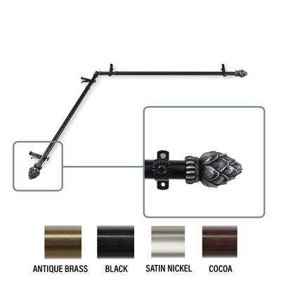 InStyleDesign Lotus Corner Window Curtain Rod 13/16 inch dia.